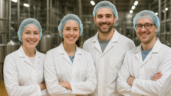 Milchtechnologen in der Produktionshalle.