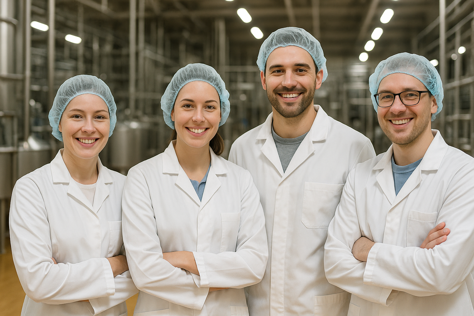 Milchtechnologen in der Produktionshalle.